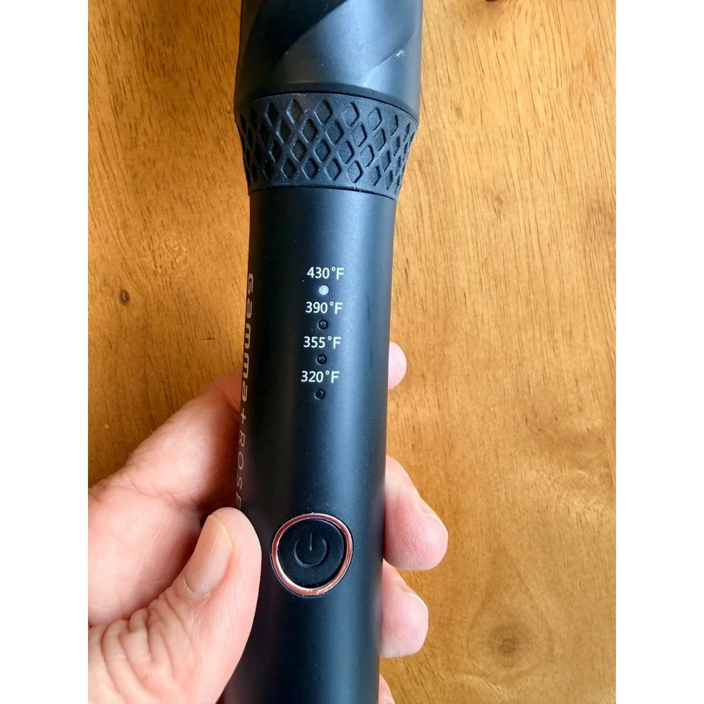 Gamma+ Rosebud Professional Hair Styling Iron Black Rose Gold 430F Heat Settings